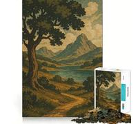 Puzzle Le Sentier murmurant vers Le lac de Montagne pour Adolescents,1000 pièces,Jeu Stimulant l'esprit,Assemblage sécurisé et Solide,activité de Partage pour Les Proches (38x26cm)