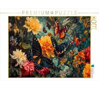 Puzzle · Le vol des Papillons | Vol des papillons en fleurs · Dahlias · 1000 pièces · Format assemblé 64 × 48 cm · CALVENDO Puzzle