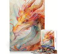 Puzzle légendaire Dragon Rouge de 1000 pièces pour Adolescents, Jeu de logique Fine, Divertissement Relaxant, décoration Murale aux Bords Nets (38x52cm)