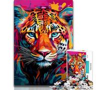 Puzzle Léopard Africain 1000 Pièces pour Adultes, Cadeau Anti-Stress pour Séjourner à la Maison, avec Affiche et Fiche de Questions Assorties (50x75cm)