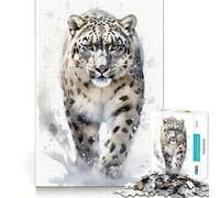 Puzzle Léopard Aquarelle 1000 Pièces Découpe Laser pour Un Ajustement Parfait Activité de Partage en Famille (38x26cm)