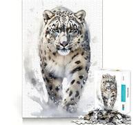 Puzzle Léopard Aquarelle 1000 Pièces Jeu Cognitif Amusant Découpe de Haute Précision Cadeau Unique Anti-Stress (38x52cm)