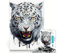 Puzzle Léopard Aquarelle 1000 pièces Jeu de Concentration mentale Conception sans Espace Défi cérébral interactif pour la Maison (38x26cm)