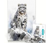Puzzle Léopard Aquarelle 1000 Pièces Jeu de Créativité et de Découpe Net Composants Robustes Idéal pour Les Voyages (50x75cm)