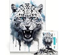 Puzzle Léopard Aquarelle 1000 Pièces pour Adolescents Stimule l'esprit Ajustement Parfait Loisirs Captivants pour des Moments Confortables à la Maison (38x26cm)