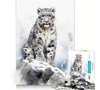 Puzzle Léopard Aquarelle 1000 Pièces Stimule l'esprit Découpe Nette Composants Robustes Un Divertissement captivant pour des Moments de détente à la Maison (38x52cm)