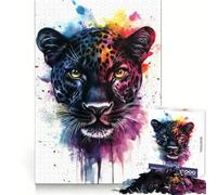Puzzle léopard Aquarelle pour Adolescents 1000 pièces Stimulation Cognitive et détente Découpe Nette Cadeau Unique (50x75cm)