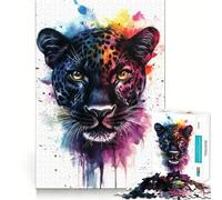 Puzzle léopard Aquarelle pour Adultes,1000 pièces,Jeu Stimulant la réflexion,Structure à emboîtement précise,Facile à Apprendre,pour Le Plaisir de Toute la Famille (38x52cm)