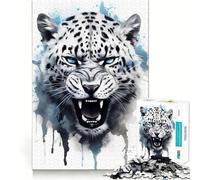 Puzzle léopard Aquarelle pour Adultes,1000 pièces,Puzzle Amusant et précis,découpe de Haute précision,Facile à Apprendre,pour Toute la Famille (38x52cm)