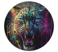 Puzzle Léopard Couleur néon 1000 pièces pour Adultes, Puzzle éducatif, décoration Artistique pour la Maison et Le Bureau, 14 Ans et Plus, 67,5 x 67,5 cm