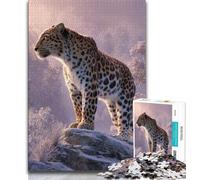 Puzzle Léopard des Neiges 1000 pièces, Jeu Stimulant et décoration Murale pour Toute la Famille, Cadeaux d'anniversaire et de Noël Uniques (75x50cm)