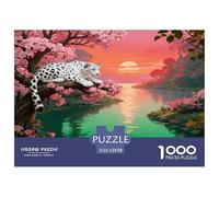 Puzzle Léopard des Neiges 1000 Pièces pour Adultes Et Enfants, Jeu De Société Convivial, Casse-tête Fleur Arbre Sunset, Décoration Intérieure, Cadeau Anniversaire 52x38cm/1000pcs