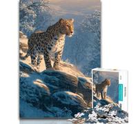 Puzzle Léopard des Neiges 1000 Pièces pour Adultes, Jeux Éducatifs, Décoration d'Intérieur, Collection Artistes, Beaux-Arts 50x75cm