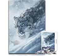 Puzzle Léopard des neiges à l'affût 1000 pièces pour Adolescents:Jeu d'apprentissage et de réflexion stratégique, et Symbolique pour Toutes Les Occasions Dimensions:38x52 cm