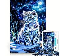 Puzzle Léopard des neiges dans Un Rocher Nocturne pour Adolescents, 1000 pièces, Jeu de logique Clair, Plaisir Lent, découpe Parfaite, Surprise d'anniversaire (38x26cm)