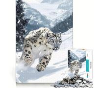 Puzzle léopard des neiges en Pleine Course pour Adultes, 1000 pièces, pour améliorer sa mémoire et soulager Le Stress, Un Cadeau mémorable Assembler (38x52cm)