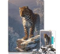Puzzle Léopard des Neiges pour Adultes, 1000 Pièces, Jeu Éducatif, Jouet Défi, pour Toute la Famille (75x50cm)