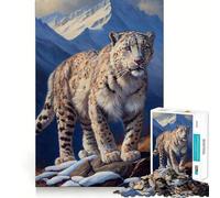 Puzzle Léopard des neiges pour Adultes, 1000 pièces, Jeu Intelligent, Calme et apaisant, Motif Assembler, (38x52cm)