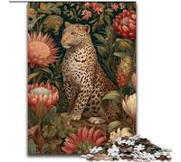 Puzzle Léopard Doré 1000 pièces pour Adultes et Adolescents, Anti-Stress, Vacances à la Maison, Passe-Temps, Amour Entre Couples (26x38cm)