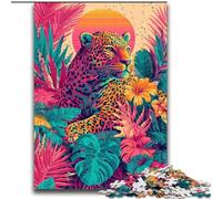 Puzzle Léopard doré dans Les Fleurs pour Adultes et Adolescents 2000 pièces, Jouets éducatifs et éducatifs pour la Famille, avec Affiche et fiche de Questions-réponses (70x100cm)