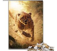 Puzzle Léopard en Cours d'Exécution 1000 Pièces pour Adultes et Ados, Vacances à la Maison pour Passer Le Temps et Améliorer l'amour Entre Couples (26x38cm)