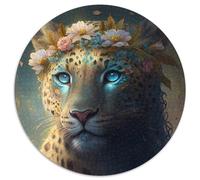 Puzzle Léopard Fantastique 1000 Pièces Cadeaux Puzzle Rond 1000 Pièces Activités Amusantes à la Maison, Cadeau d'anniversaire, Cadeaux de Voyage 67,5x67,5cm