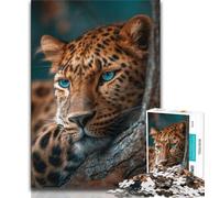 Puzzle Léopard Fantastique 1000 pièces pour Adolescents, Jeu Familial Anti-Stress, défi Difficile, Collection d'artistes, Beaux-Arts (50x75cm)