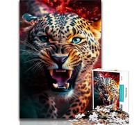 Puzzle Léopard Fantastique 1000 pièces pour Adultes, Difficile à compléter mais Amusant et Humoristique avec Affiche et fiche de Questions-réponses Assorties (38x26cm)