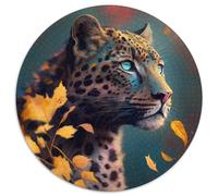 Puzzle Léopard Fantastique 1000 Pièces Puzzle Rond 1000 pièces Parfait pour s'amuser en Famille à Noël, Thanksgiving, Les Anniversaires et Pâques 67,5 x 67,5 cm