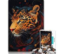 Puzzle Léopard Flamme 1000 pièces pour Adultes et Adolescents, Aide Le Cerveau à exercer des Jouets addictifs pour cultiver la Patience, Convient aux Couples 50x75cm