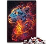 Puzzle Léopard Flamme 1000 pièces pour Adultes et Adolescents, Jeu Stimulant et Jeu Familial idéal comme Cadeau pour Toute la Famille (38x26cm)