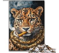 Puzzle Léopard Fumeur 1000 pièces pour Adolescents, Jeu Stimulant et Jeu Familial, Cadeau d'anniversaire, décoration Murale (50x75cm)