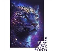Puzzle Léopard Galaxie, Défi Difficile, Puzzle en Carton 100% Recyclé, pour Femmes et Hommes, Cadeaux d'halloween, 300 pièces (40 x 28 cm)
