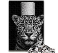 Puzzle Léopard Jouant avec du Papier Toilette 1000 pièces pour Adultes et Adolescents, Jeux éducatifs, décoration d'intérieur, adapté à la décoration de Bureau (50x75cm)