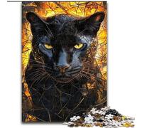 Puzzle Léopard Noir Doré 1000 Pièces pour Adolescents, à partir de 14 Ans, Casse-tête, Jeux Familiaux, Cadeaux de Noël et d'anniversaire 26x38cm