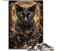 Puzzle Léopard Noir Doré 1000 pièces pour Adultes, Jeu Stimulant et Jeu Familial, Cadeau d'anniversaire, décoration Murale (50x75cm)