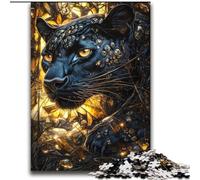 Puzzle Léopard Noir Doré 2000 pièces pour Adolescents, Jeu éducatif Familial, idéal pour la décoration de Bureau (70x100cm)