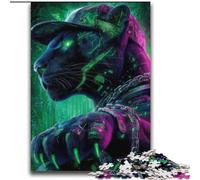 Puzzle Léopard Noir Néon 2000 pièces pour Adolescents, Jeu Familial Anti-Stress, défi Difficile, Cadeaux pour Amis et Famille (70x100cm)