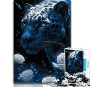 Puzzle Léopard Noir pour Adultes et Adolescents, 1000 pièces, Jeu Stimulant et Familial avec des pièces de Formes aléatoires entièrement emboîtables (75x50cm)