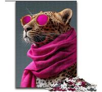 Puzzle Léopard Portant Un Foulard, 1000 pièces, pour Adultes et Adolescents, Jouets éducatifs, Jeux Anti-Stress, Cadeaux du Père Noël Secret pour Les Enfants de 14 Ans et Plus (26 x 38 cm)