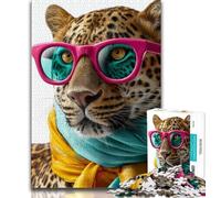 Puzzle Léopard Portant Un Foulard pour Adolescents, 1 000 pièces, Jeux Amusants, Chaque pièce est Unique - Jeu Familial Stimulant (38x26cm)