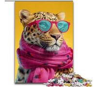 Puzzle léopard Portant Un Foulard pour Adolescents, Anti-Stress, Vacances à la Maison, Passe-Temps, renforce l'amour Entre Couples (26x38cm)