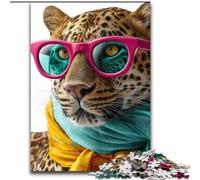 Puzzle Léopard Portant Un Foulard pour Adultes et Adolescents, 1000 pièces, Jouet éducatif et décompressant pour Anniversaire et Noël (26x38cm)