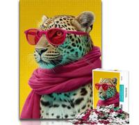 Puzzle Léopard Portant Un Foulard pour Adultes et Adolescents, Aide Le Cerveau à exercer des Jouets addictifs pour cultiver la Patience, Excellent Cadeau 38x26cm