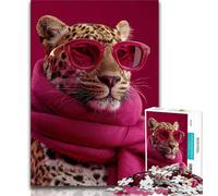 Puzzle Léopard Portant Un Foulard pour Adultes et Adolescents, Jeux éducatifs, Anti-Stress, liste de souhaits avec Le Père Noël (38x26cm)