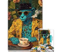 Puzzle léopard Tendance 1000 pièces pour Adolescents et Adultes, Jeu Familial Anti-Stress, défi Difficile, Collection d'artistes, Beaux-Arts 38x26cm