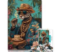 Puzzle léopard Tendance pour Adultes, 1 000 pièces, Anti-Stress, Difficile à réaliser, idéal pour la décoration de Bureau (50x75cm)