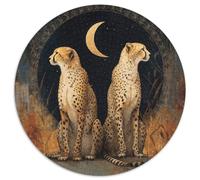 Puzzle Léopards Sitting Back to Back with The Crescent Lune in The Middle pour Adultes,1000pcs (67.5x67.5cm),Jeu ÉduChatif,décoration De La Maison,