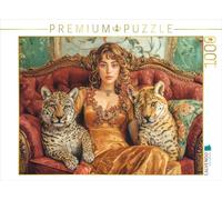 Puzzle · L'époque Art Nouveau | Portrait avec un guépard · 1000 pièces · Format assemblé 64 × 48 cm · CALVENDO Puzzle