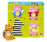 Goula - Puzzle Les 3 Petits Cochons - Puzzle en Bois évolutif pour Enfant - dès 1-2 Ans